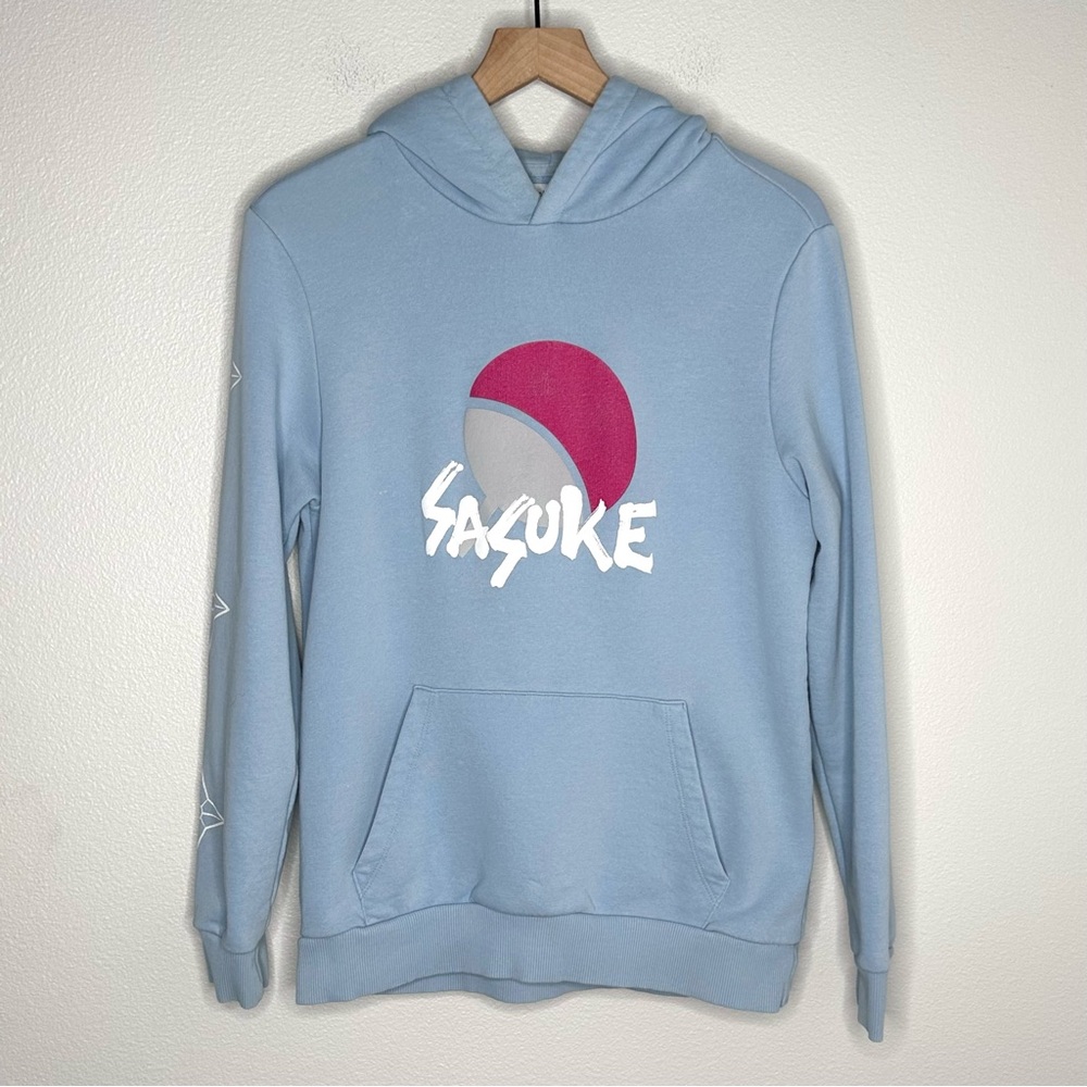 Vintage Naruto Sasuke 2002 Masashi Kishimoto Hoodie Bershka Light Blue Size XS